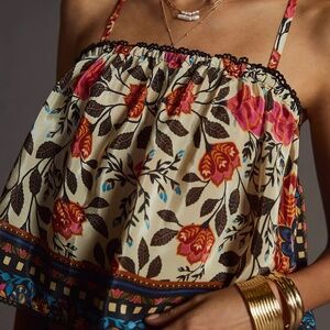 Anthropologie Farm Rio Strapless Printed Blouse